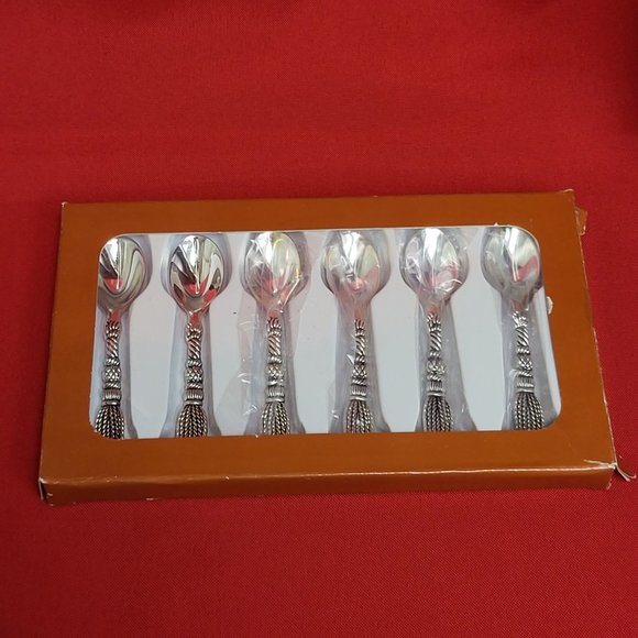 VTG Elegance Tassel Design Tea Spoon Set of 6 - Picture 7 of 10